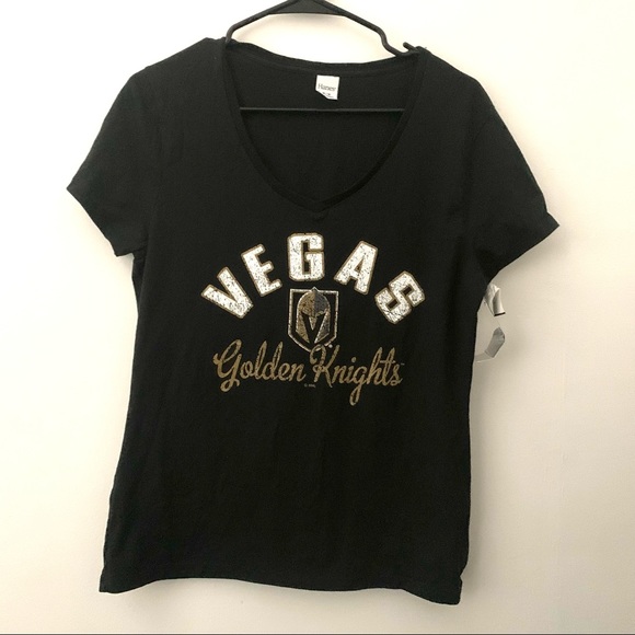 Hanes Tops - Las Vegas Golden Knights Hockey Woman's Short Sleeve VNeck Tee